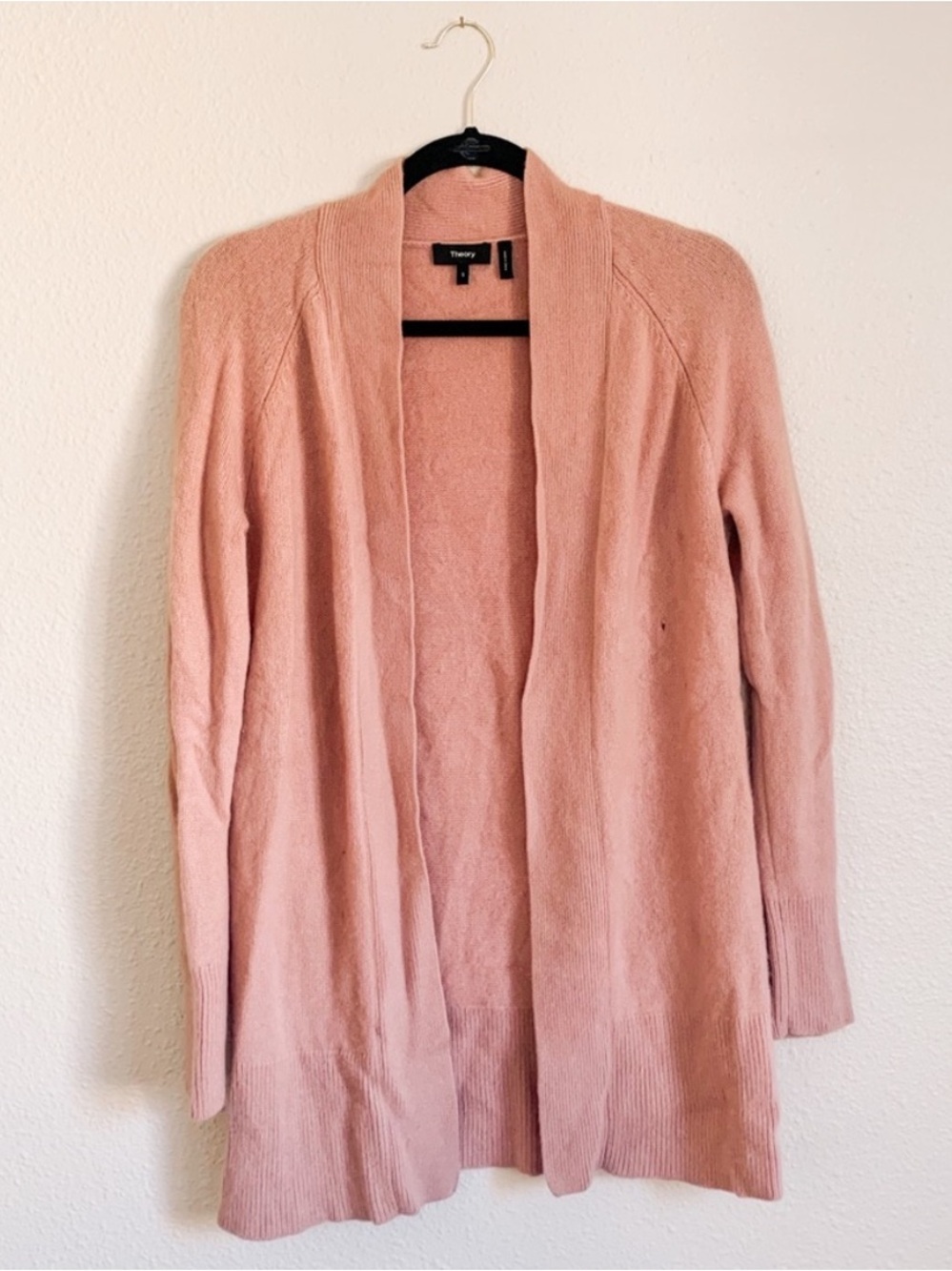 Theory cashmere open cardigan in pink